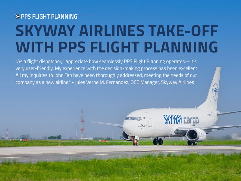 Skyway Airlines take-off with PPS Flight Planning System